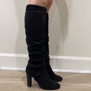 Knee High Suede Heeled Boots